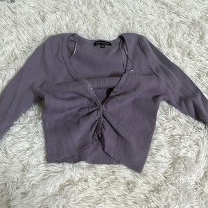 Cropped Purple Long Sleeve Button Up.